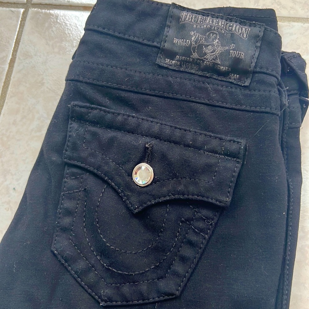 True Religion Swarovski Crystal Button Structured Leggings